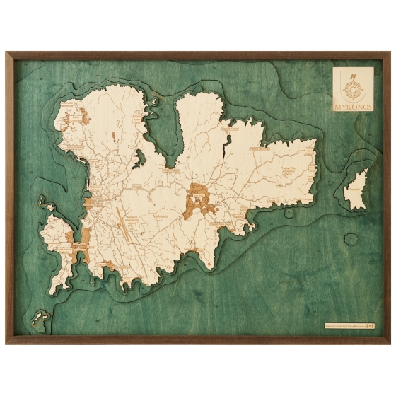 Cutting Brothers 3D-Holz-Wandkarte "Mykonos" - Größe L