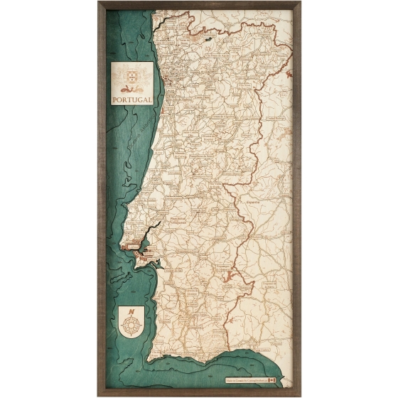 Cutting Brothers 3D-Holz-Wandkarte "Portugal" - Größe M