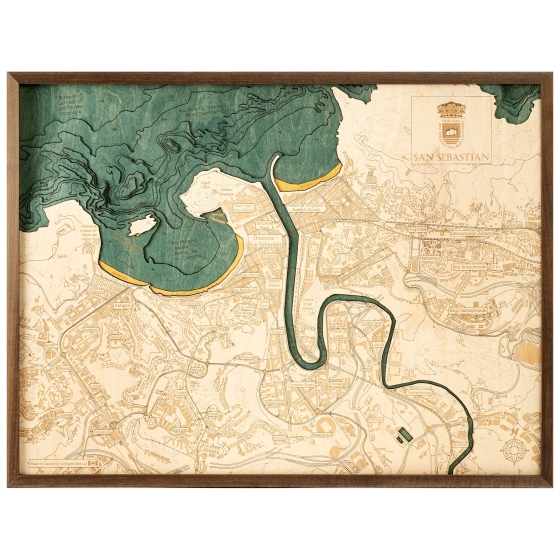 Cutting Brothers 3D-Holz-Wandkarte "San Sebastian" - Größe L