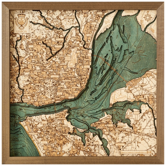 Cutting Brothers 3D-Holz-Wandkarte "Lissabon" - Größe S