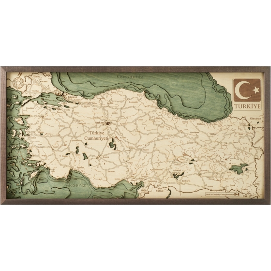 Cutting Brothers 3D-Holz-Wandkarte "Türkei" - Größe L