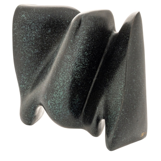 Bronzeskulptur "Jörd" von Örn Porsteinsson mit einer grünen Patina