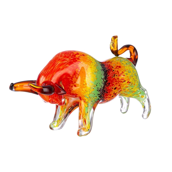 Skulptur "Bunter Stier" aus Glas