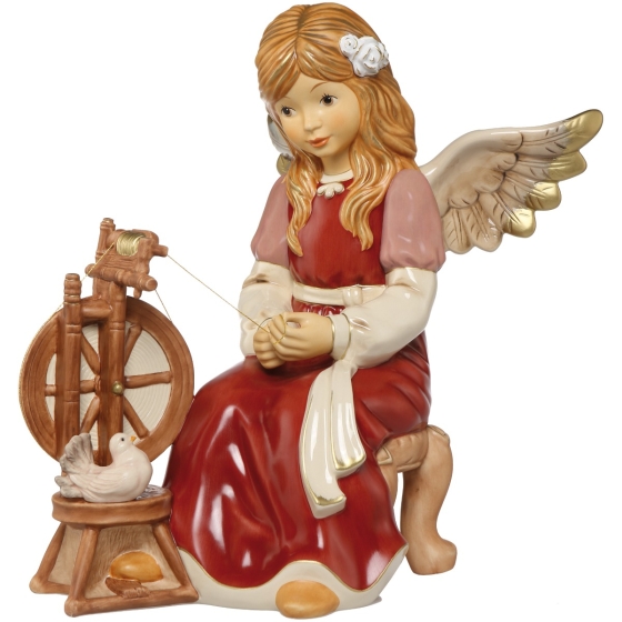 Goebel Skulptur "Märchenhaftes Spinnrad - Bordeaux"