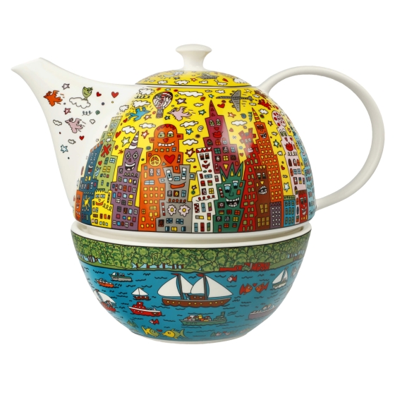 Goebel Teekanne mit Stövchen "My New York City Sunset" von James Rizzi