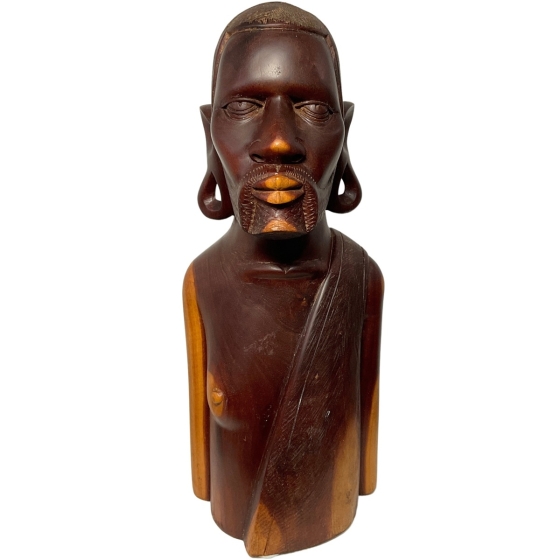 Frontansicht der Holzskulptur "Afrikanischer Schamane"