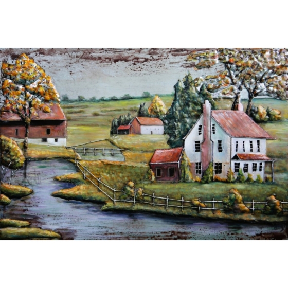 Metall - Wandbild "Bauernhof", klein