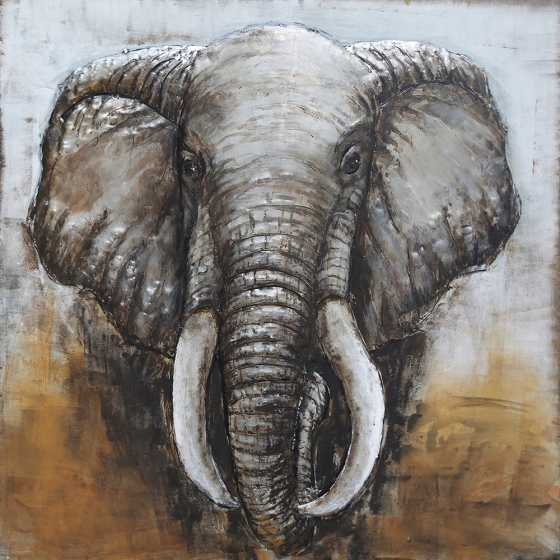 Metall - Wandbild "Imposanter Elefant"