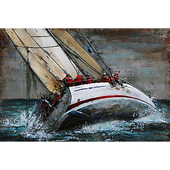 Metall - Wandbild "Segelboot in voller Fahrt"