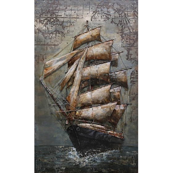 Metall - Wandbild "Segelschiff der Hanse"