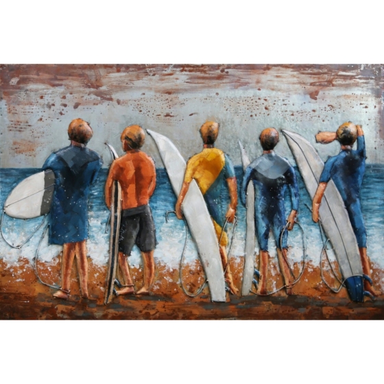 Metall - Wandbild "Surfer am Strand"