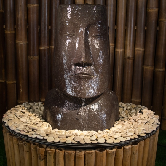 Steinguss Moai-Kopf als Wasserspiel - Komplettset, 66cm