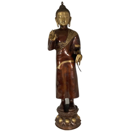 Stehender Buddha aus Messing - Einzelstück - 83,5cm