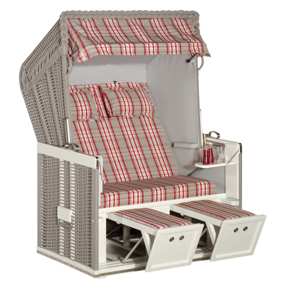 Sonnenpartner Gartenstrandkorb "Konsul" 2-Sitzer, Modena Rot, Halbliegemodell