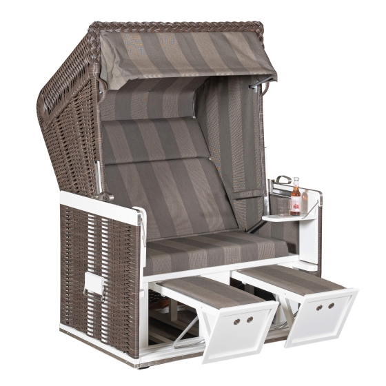 Sonnenpartner Gartenstrandkorb "Konsul" 2-Sitzer, Stoff-Nr.39, Halbliegemodell