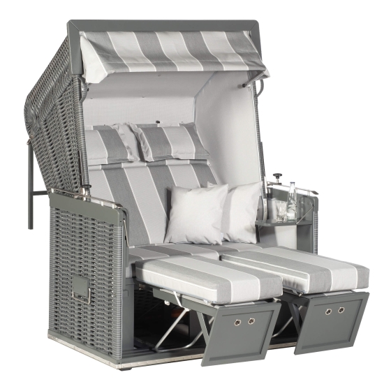 Sonnenpartner Gartenstrandkorb "Präsident" 2-Sitzer, Stoff-Nr.36, Liegemodell