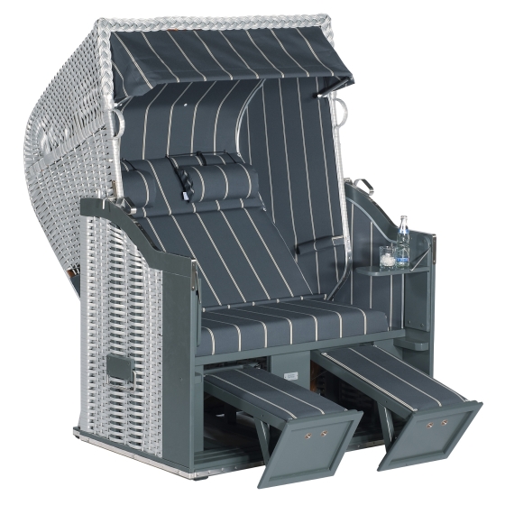 Sonnenpartner Gartenstrandkorb "Classic" 2-Sitzer, Stoff-Nr.46, Halbliegemodell