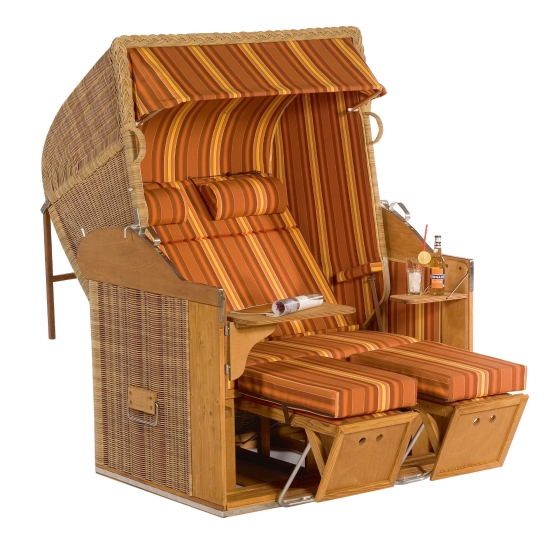 Sonnenpartner Gartenstrandkorb "Classic" 2-Sitzer,Stoff-Nr.138, Liegemodell