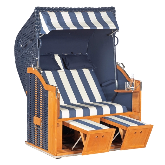 Sonnenpartner Gartenstrandkorb "Classic" 2-Sitzer, Stoff-Nr.40, Halbliegemodell