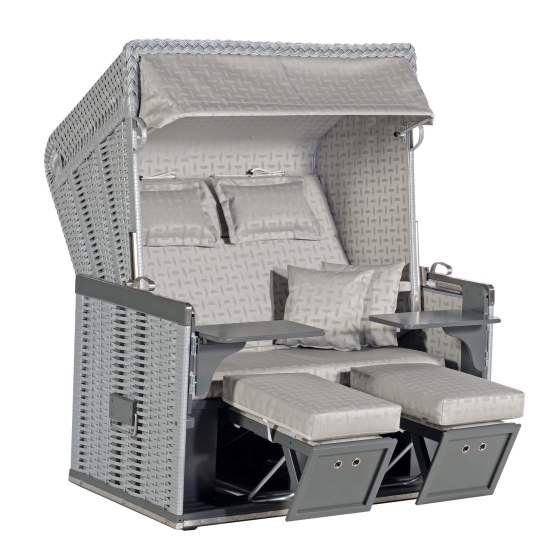 Sonnenpartner Gartenstrandkorb "Konsul" 2-Sitzer XL, Stoff-Nr. 82, Halbliegemodell