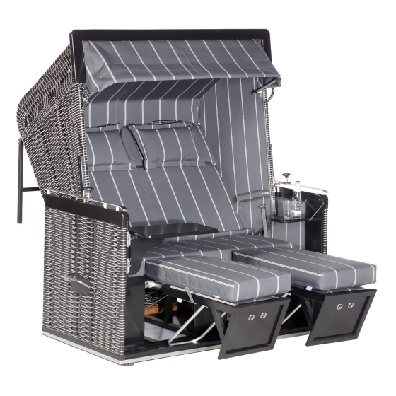 Sonnenpartner Gartenstrandkorb "Präsident" 2-Sitzer XL, Stoff-Nr.46, Liegemodell