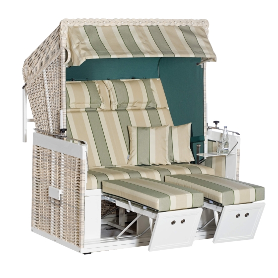 Sonnenpartner Gartenstrandkorb "Präsident Alu" 2-Sitzer XL, Stoff-Nr.75, Liegemodell