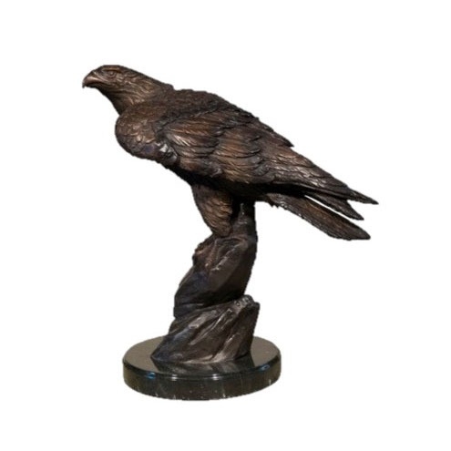 Bronzeskulptur "Adler auf Fels" auf Marmorsockel