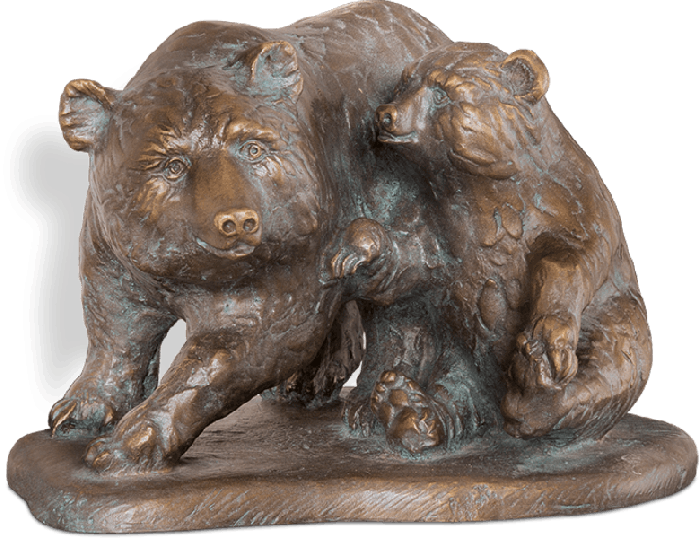 Bronzeskulptur Bärin mit Jungem von Strassacker