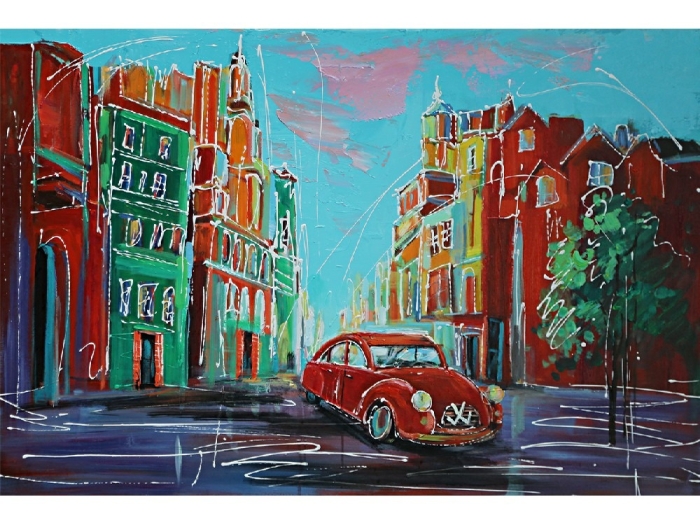 Wandbild "Bunte Stadt" auf Leinwand