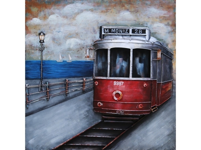 Metall - Wandbild "Lissabon - Straßenbahn Linie 28"