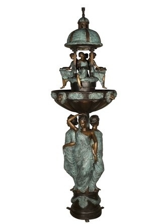 Brunnen aus Bronze mit 8 Frauen