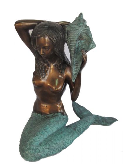 Bronzeskulptur "Meerjungfrau" sitzend