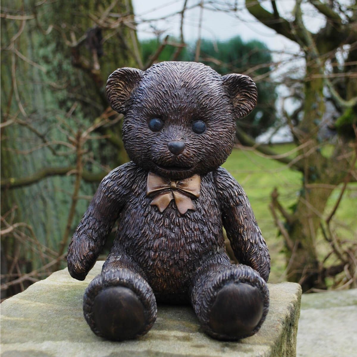 Bronzeskulptur kleiner Teddybär Kuscheltier Plüschtier Dekorationsfigur 