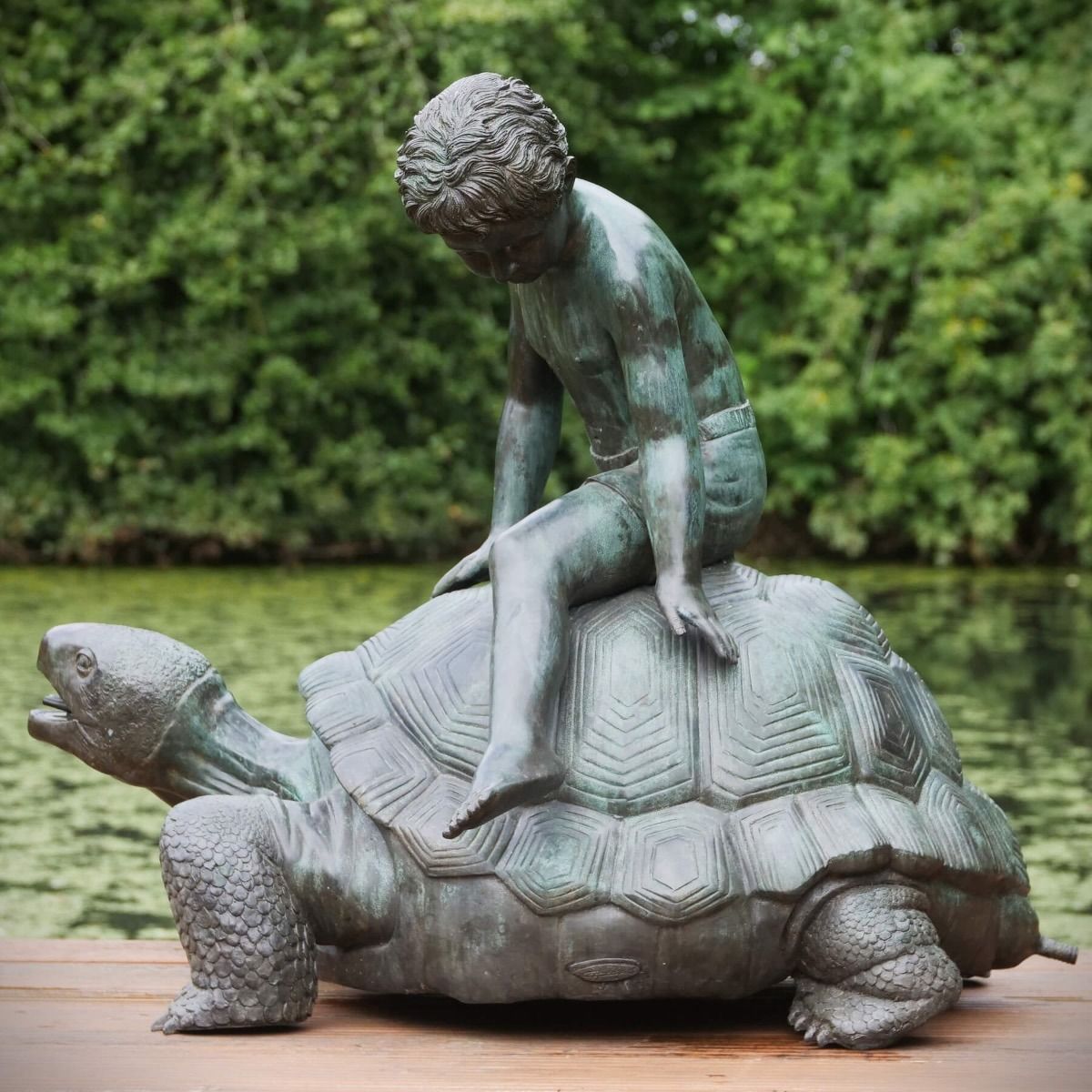 Schildkröte aus Bronze Wasserspeier Statue Tier Figur Dekoration 