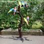 Bronzeskulptur Papageien auf Baumfragment von hinten 