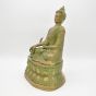 Sitzender Buddha aus Messing mit grüner Patina
