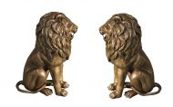 Bronzeskulptur Zwei sitzende Löwen - Portallöwen