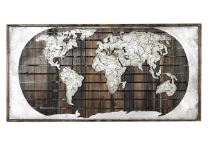 Metall - Wandbild "Erde" auf Holz Handarbeit
