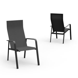 Solpuri Breeze Lounge Sessel, stapelbar mit der Farbkombination Aluminium anthrazit / softex coal