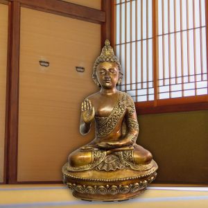 Bronzeskulptur "Sitzender Buddha mit Abhaya Mudra"