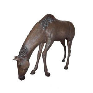 Bronzeskulptur "Großes Pferd grasend"