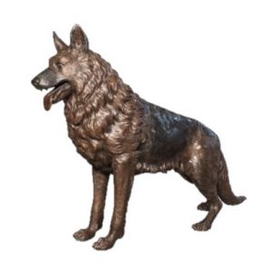 Frontansicht der Bronzefigur "Schäferhund (Stehend)"