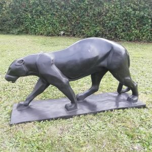 Bronzeskulptur "Laufender Panther" auf Sockel