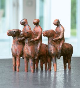 Bronzeskulptur "Reitergruppe" von Hermann Schwahn