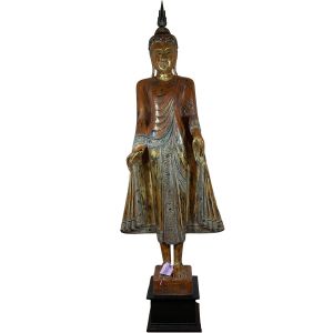 Freisteller der Buddhafigur aus Holz, stehend, 187cm