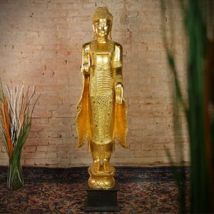 Buddhafigur aus Holz vergoldet