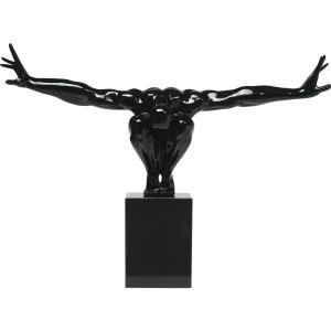 KARE Skulptur "Kliffspringer in schwarz" auf Marmorsockel groß