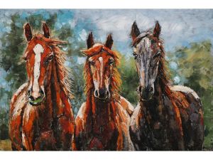 Metall - Wandbild "Drei Pferde auf der Weide"