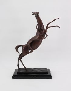 Bronzefigur "Pferd mit Reiter" - abstrakt