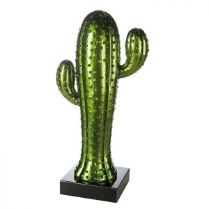 Skulptur eines Kaktus in grün auf Marmorsockel